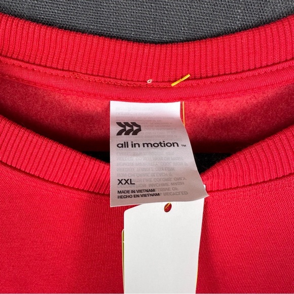 All In Motion Red Crew Neck Sweatshirt w/White and Blue Stripe Detail Size XXL - Picture 4 of 8
